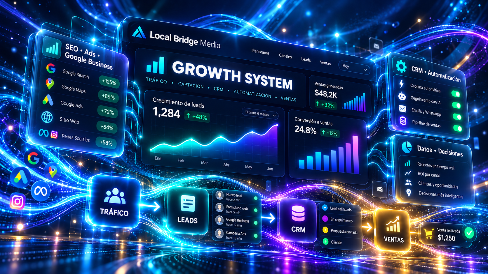 Local Bridge Media Growth System premium dashboard